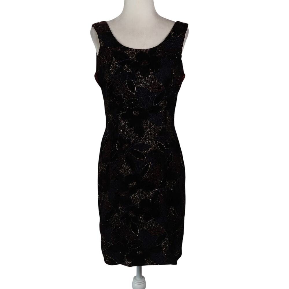 Vintage 90s Steppin' Out Black Velvet Glitter Rhinestone Embellished Mini Dress